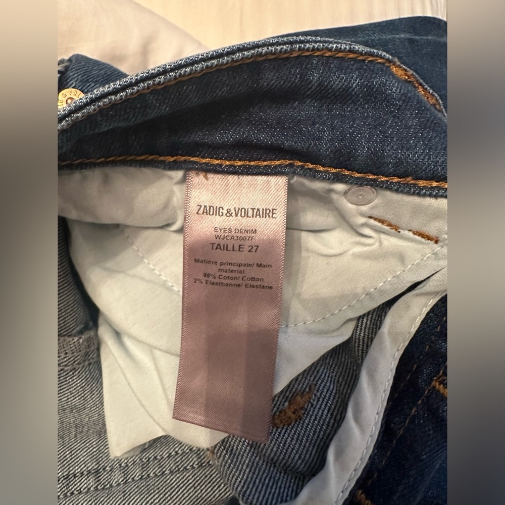 ZADIG & VOLTAIRE Eyes Denim Show Straight Leg Jeans in Bleu size 27 - Picture 7 of 7